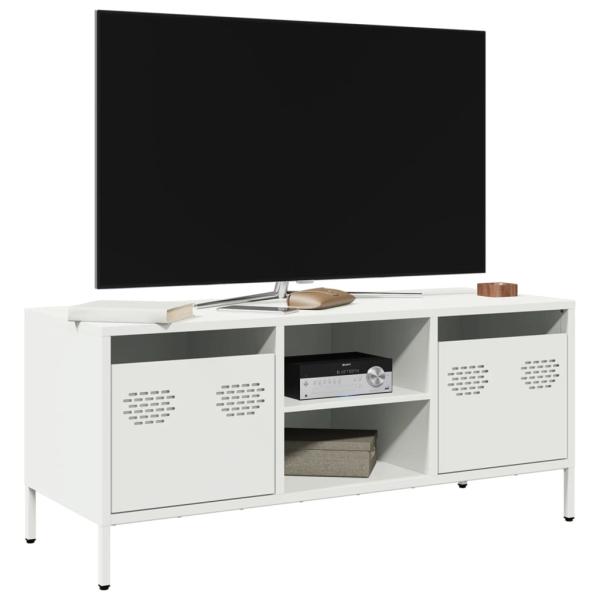 ARDEBO.de - TV-Schrank Weiß 101,5x39x43,5 cm Kaltgewalzter Stahl