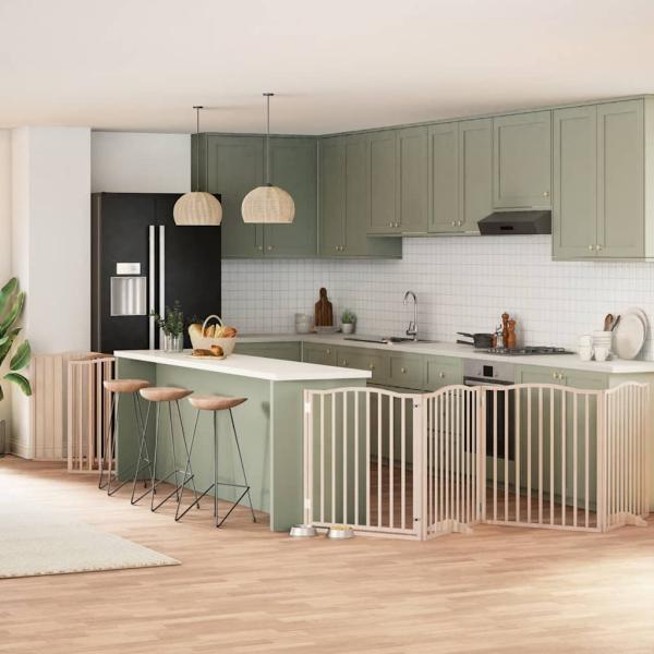 ARDEBO.de - 12-tlg. Hundetor mit Tür Faltbar 960 cm Pappelholz