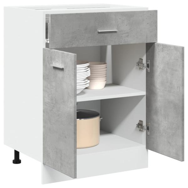 ARDEBO.de - Schubunterschrank Betongrau 60x46x81,5 cm Holzwerkstoff