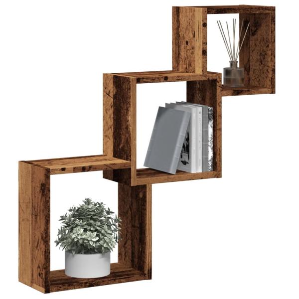 ARDEBO.de - Würfelregale Altholz-Optik 68x15x68 cm Holzwerkstoff