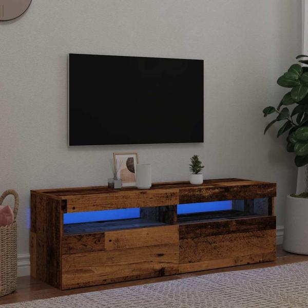 ARDEBO.de - TV-Schrank mit LED Altholz-Optik 120x35x40 cm Holzwerkstoff
