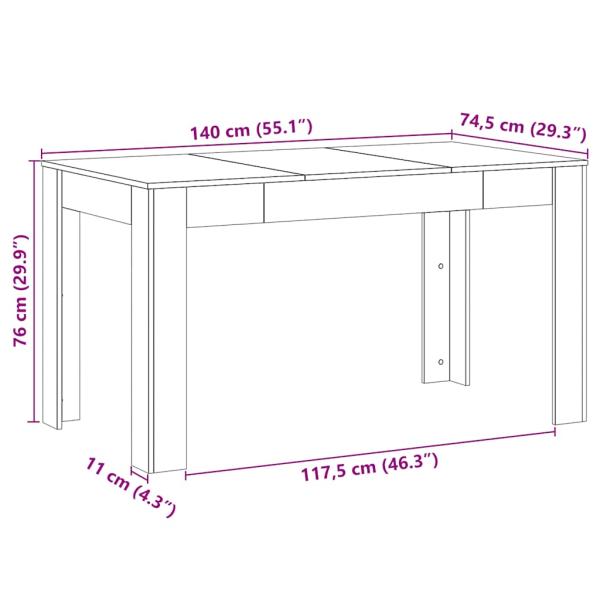 Esstisch Artisan-Eiche 140x74,5x76 cm Holzwerkstoff
