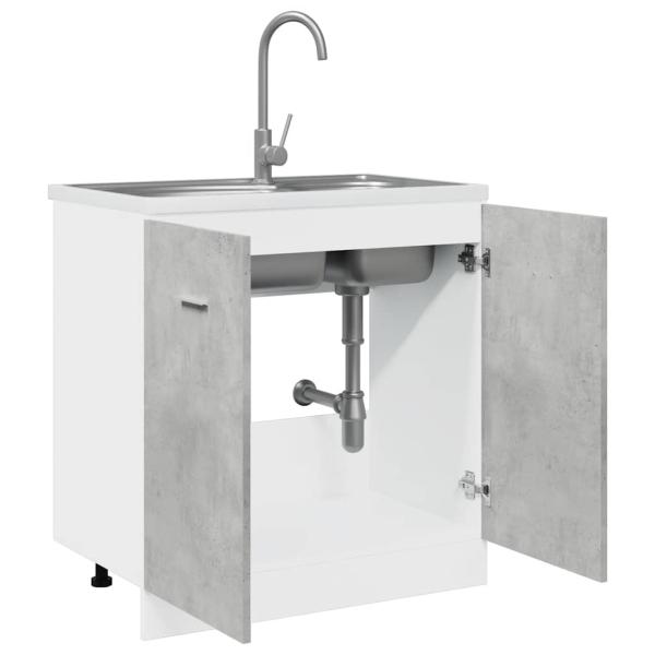 Spülenunterschrank Betongrau 80x46x81,5 cm Holzwerkstoff