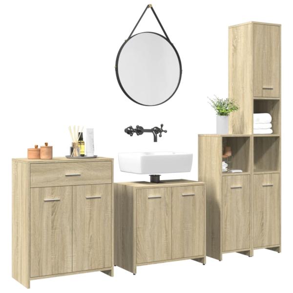 ARDEBO.de - 4-tlg. Badmöbel-Set Sonoma-Eiche Holzwerkstoff