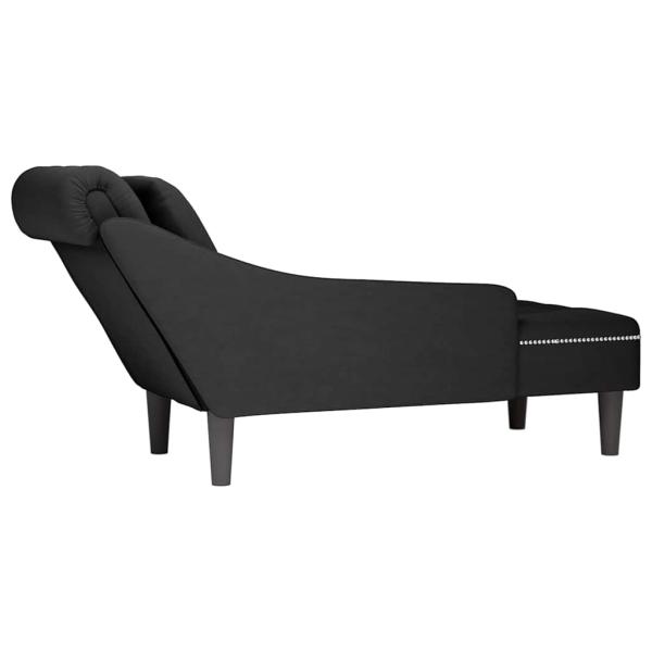 Chaiselongue mit Kissen und Rechter Armlehne Schwarz Samt