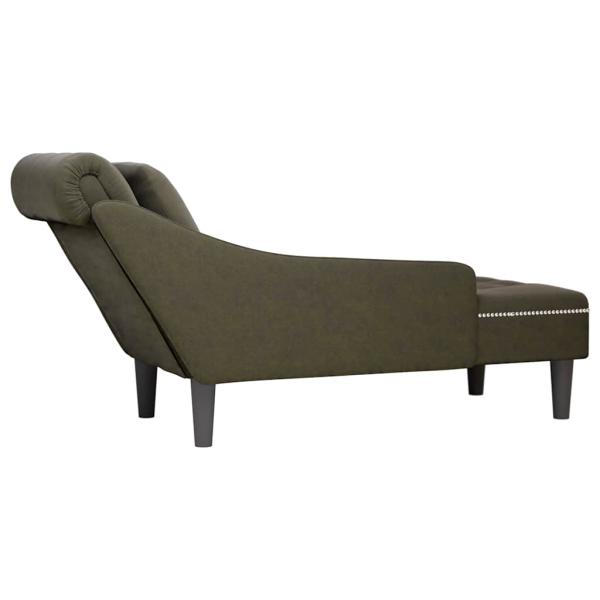 Chaiselongue mit Kissen & Rechter Armlehne Armeegrün Kunstleder