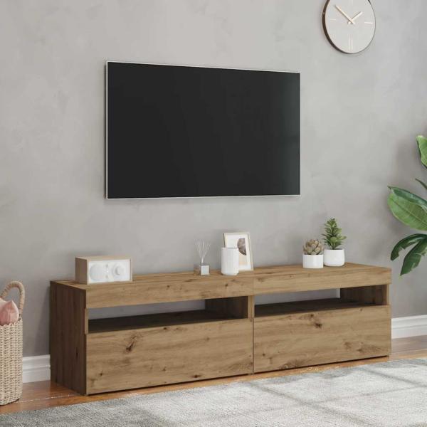 TV-Schränke mit LED-Leuchten 2 Stk. Artisan-Eiche Holzwerkstoff