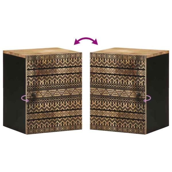 Bad-Hängeschrank Schwarz 38x33,5x48 cm Massivholz Mango