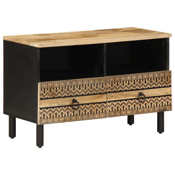 ARDEBO.de - TV-Schrank Schwarz 70x33,5x46 cm Raues Mangoholz