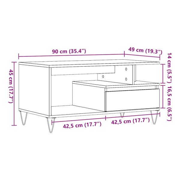 Couchtisch Artisan-Eiche 90x49x45 cm Holzwerkstoff