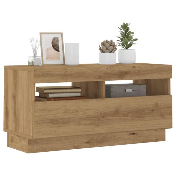 ARDEBO.de - TV-Schrank mit LED-Leuchten Artisan-Eiche 80x35x40 cm