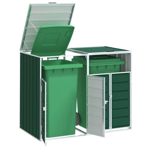 ARDEBO.de - Mülltonnenbox für 2 Tonnen Grün 144x81x113 cm Stahl