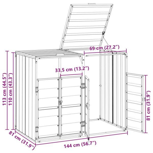 Mülltonnenbox für 2 Tonnen Anthrazit 144x81x113 cm Stahl