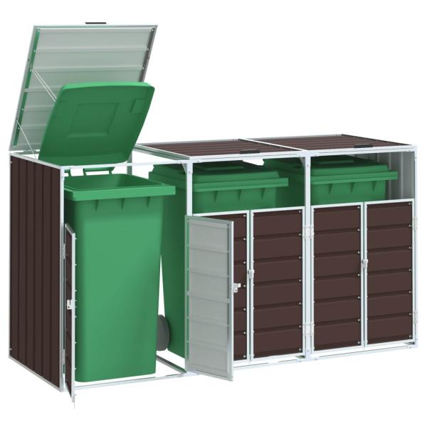 ARDEBO.de - Mülltonnenbox für 3 Tonnen Braun 216x81x115 cm Stahl