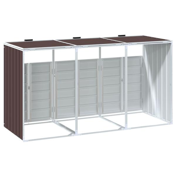 Mülltonnenbox für 3 Tonnen Braun 216x81x115 cm Stahl