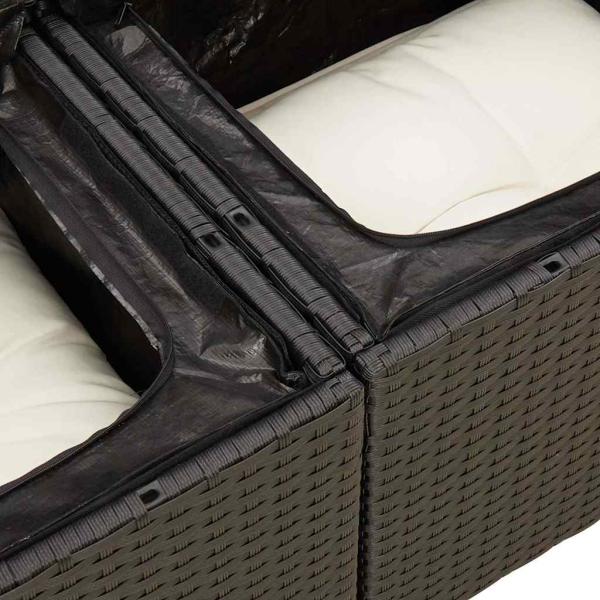 ARDEBO.de - 7-tlg. Garten-Sofagarnitur mit Kissen Schwarz Poly Rattan