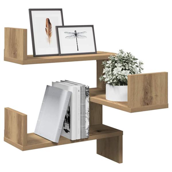 ARDEBO.de - Wand-Eckregale 2 Stk. Artisan-Eiche 40x40x49,5 Holzwerkstoff