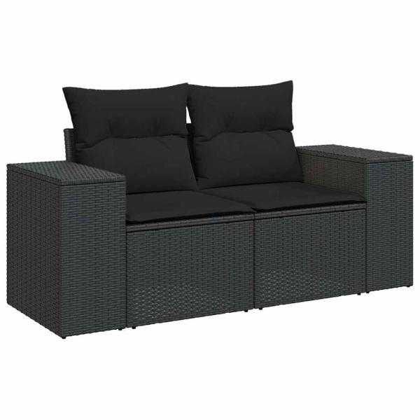 ARDEBO.de - 9-tlg. Garten-Sofagarnitur mit Kissen Schwarz Poly Rattan