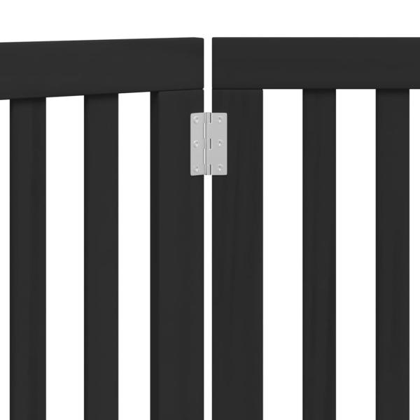 3-tlg. Hundetor Faltbar Schwarz 150 cm Pappelholz