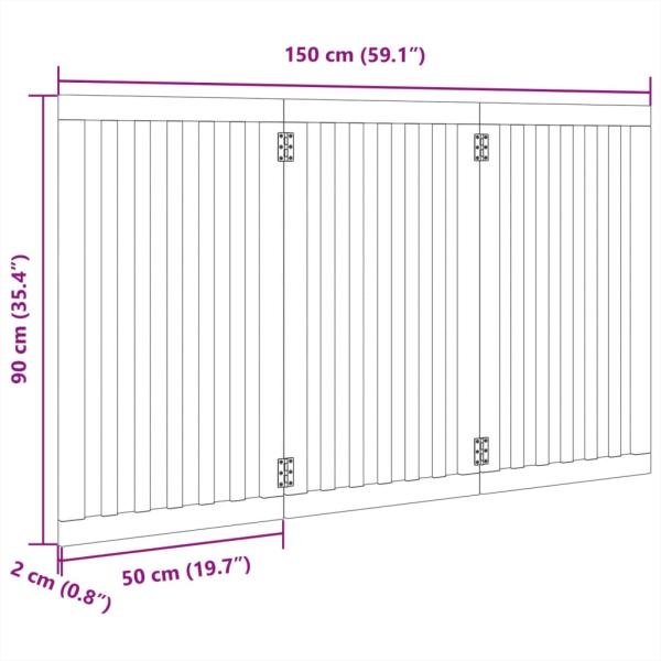 3-tlg. Hundetor Faltbar Schwarz 150 cm Pappelholz