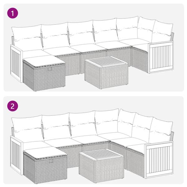 ARDEBO.de - 8-tlg. Garten-Sofagarnitur mit Kissen Schwarz Poly Rattan