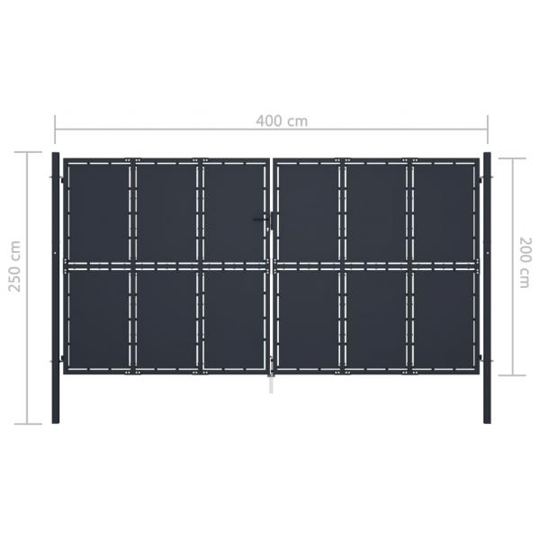 Gartentor Stahl 400 x 200 cm Anthrazit