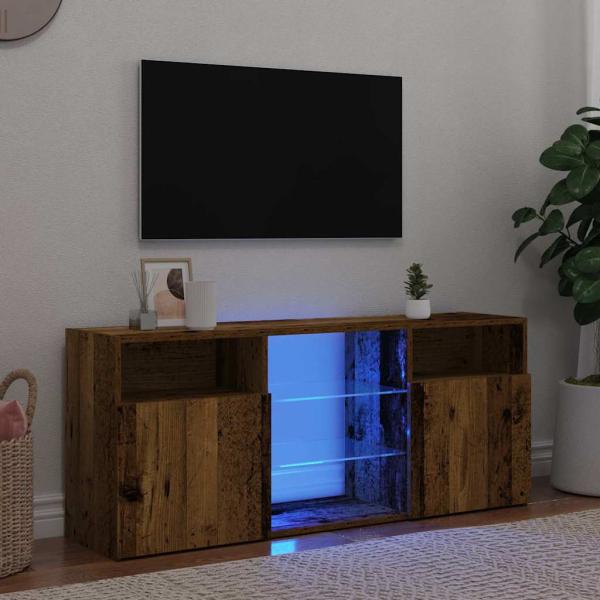 ARDEBO.de - TV-Schrank mit LED-Leuchten Altholz-Optik 120x30x50 cm