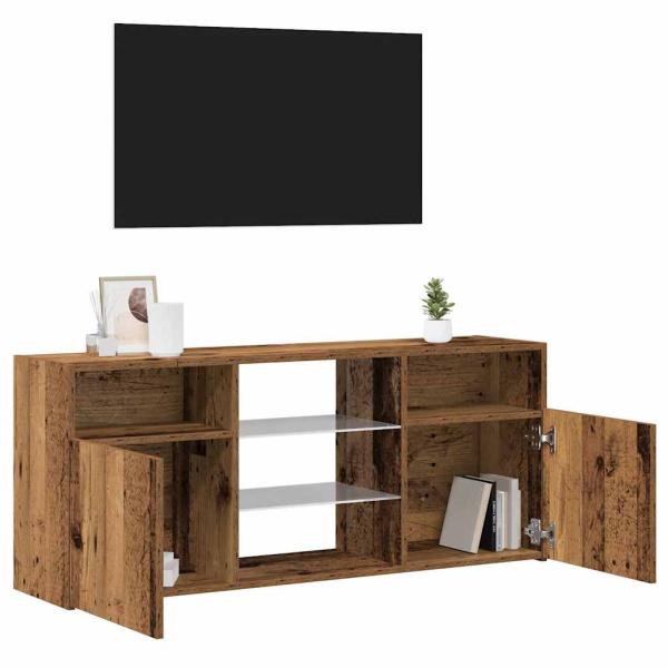 TV-Schrank mit LED-Leuchten Altholz-Optik 120x30x50 cm