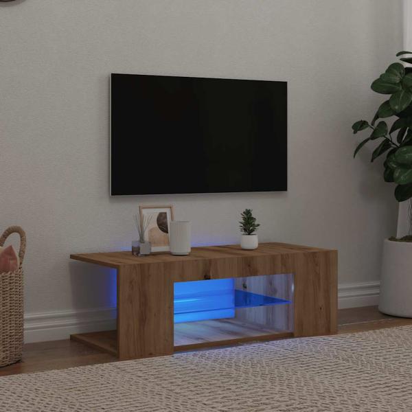 ARDEBO.de - TV-Schrank mit LED-Leuchten Artisan-Eiche 90x39x30 cm