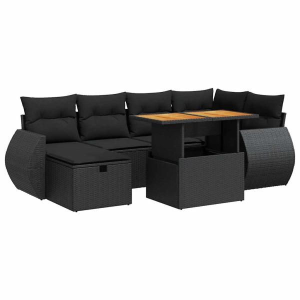 ARDEBO.de - 8-tlg. Garten-Sofagarnitur mit Kissen Schwarz Poly Rattan