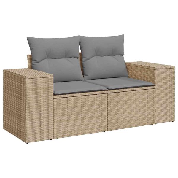ARDEBO.de - 11-tlg. Garten-Sofagarnitur mit Kissen Beige Poly Rattan