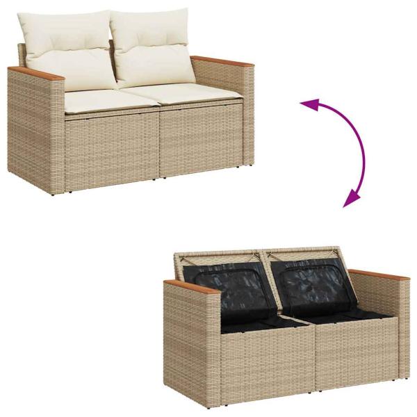 8-tlg. Garten-Sofagarnitur mit Kissen Beige Poly Rattan