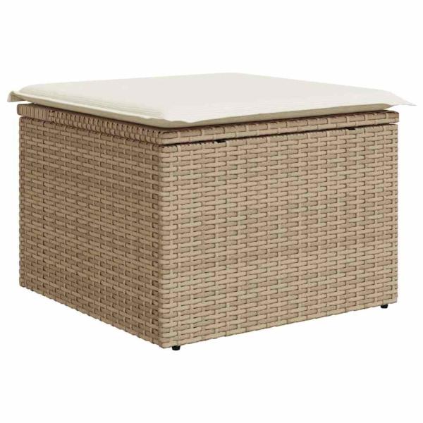ARDEBO.de - 6-tlg. Garten-Sofagarnitur mit Kissen Beige Poly Rattan Akazie