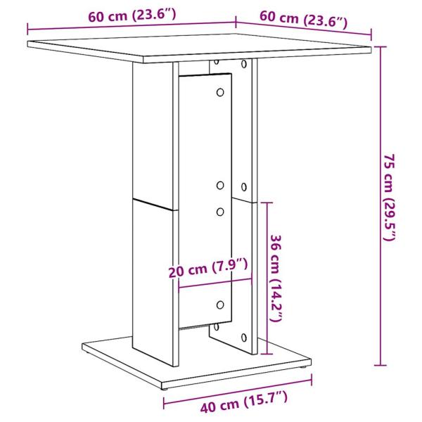 Bistrotisch Altholz-Optik 60x60x75 cm Holzwerkstoff