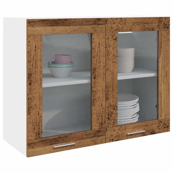 ARDEBO.de - Hängeglasschrank Altholz-Optik 80x31x60 cm Holzwerkstoff