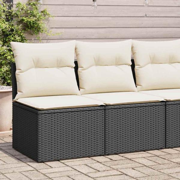 ARDEBO.de - 4-tlg. Garten-Sofagarnitur mit Kissen Schwarz Poly Rattan