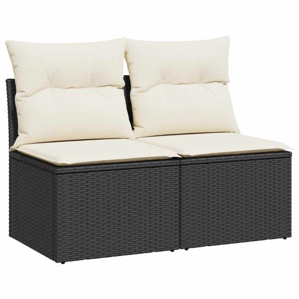 4-tlg. Garten-Sofagarnitur mit Kissen Schwarz Poly Rattan