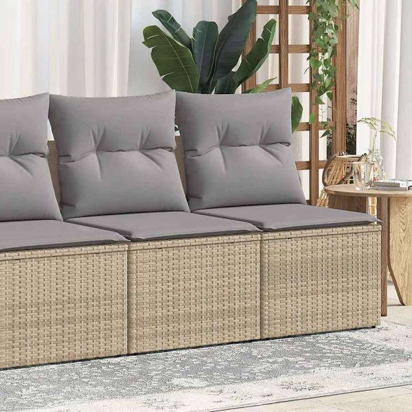 ARDEBO.de - 4-tlg. Garten-Sofagarnitur mit Kissen Beige Poly Rattan Akazie
