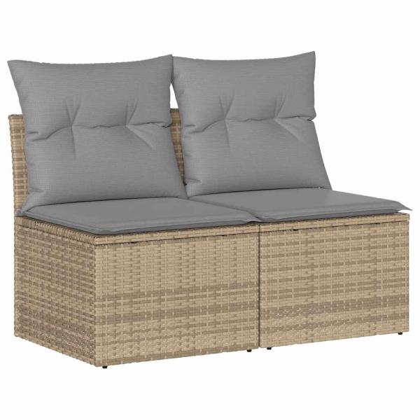 4-tlg. Garten-Sofagarnitur mit Kissen Beige Poly Rattan Akazie