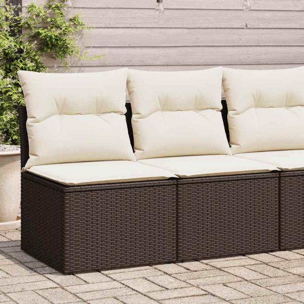 ARDEBO.de - 4-tlg. Garten-Sofagarnitur mit Kissen Braun Poly Rattan Akazie