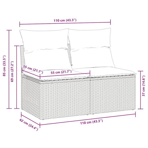 4-tlg. Garten-Sofagarnitur mit Kissen Braun Poly Rattan Akazie