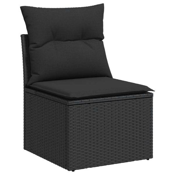 ARDEBO.de - 9-tlg. Garten-Sofagarnitur mit Kissen Schwarz Poly Rattan