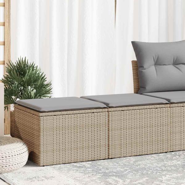 ARDEBO.de - 2-tlg. Garten-Sofagarnitur mit Kissen Beige Poly Rattan Akazie