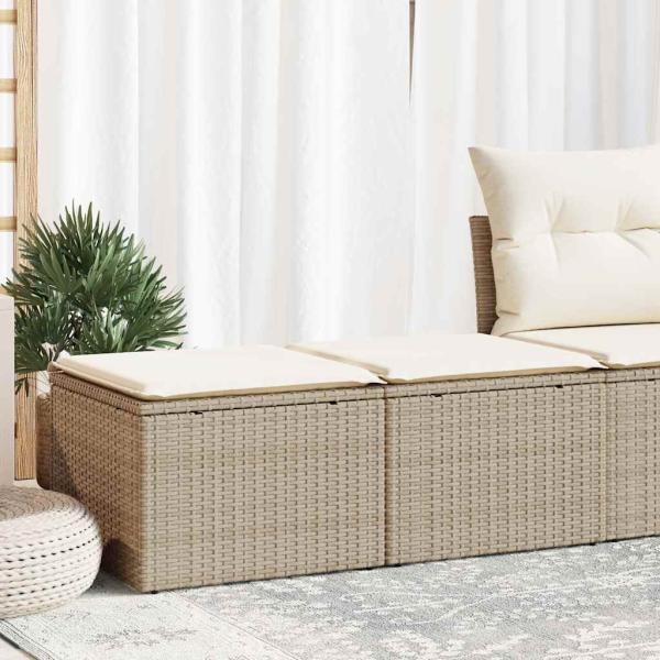 ARDEBO.de - 2-tlg. Garten-Sofagarnitur mit Kissen Beige Poly Rattan Akazie