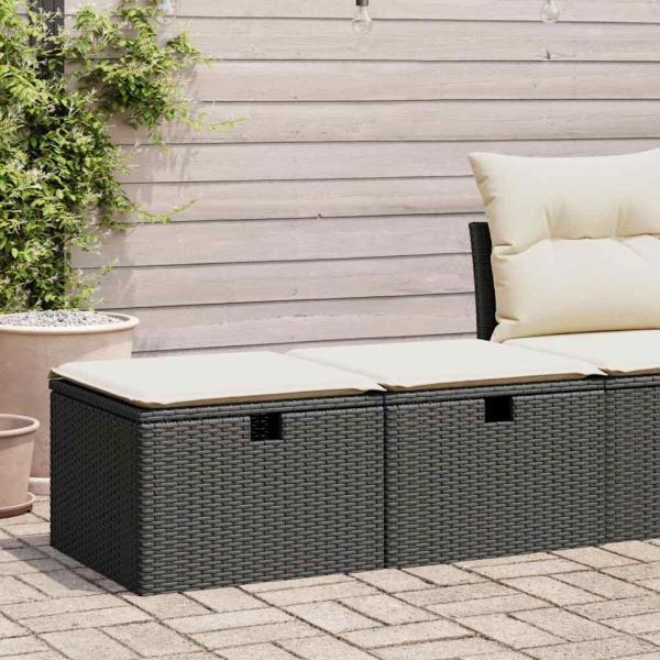 ARDEBO.de - 2-tlg. Garten-Sofagarnitur mit Kissen Schwarz Poly Rattan