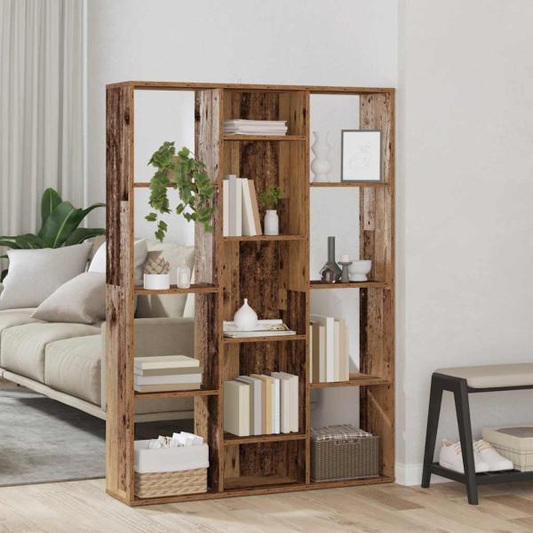 ARDEBO.de - Raumteiler/Bücherregal Altholz-Optik 100x24x140cm Holzwerkstoff