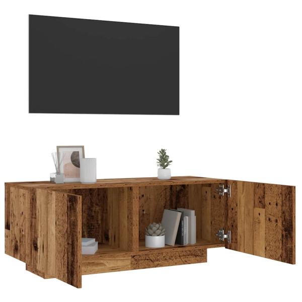 ARDEBO.de - TV-Schrank mit LED-Leuchten Altholz-Optik 100x35x40 cm