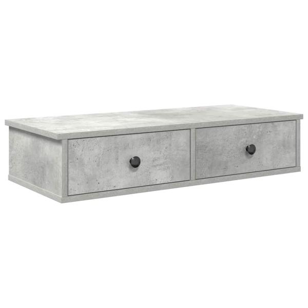 ARDEBO.de - Wandregal mit Schubladen Betongrau 80x31x17 cm Holzwerkstoff