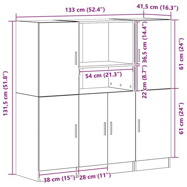3-tlg. Küchenschrank-Set Weiß Holzwerkstoff