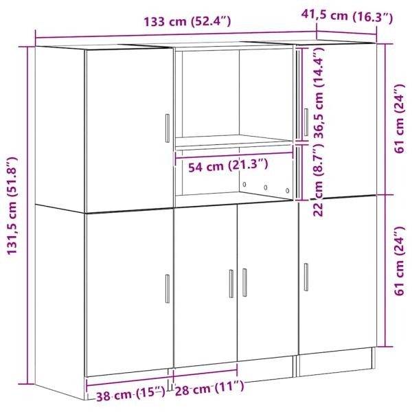 3-tlg. Küchenschrank-Set Altholz-Optik Holzwerkstoff